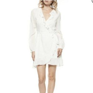 Paige Shawna Wrap Ruffle Peasant Long Sleeve Dress in White Size XS Retail $238